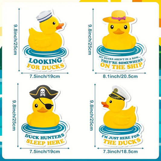 Cruise Ship Decor Magnet Set - 4pcs Rubber Duck Themed Magnets, Waterproof & Strong Magnetic Duck Decals for Cabin Door
