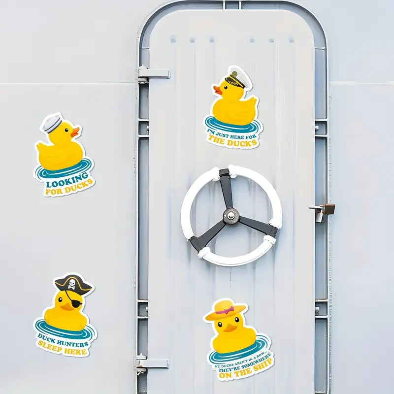 Cruise Ship Decor Magnet Set - 4pcs Rubber Duck Themed Magnets, Waterproof & Strong Magnetic Duck Decals for Cabin Door
